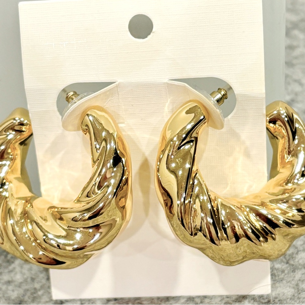 Gold Twisted Hoop Earrings
